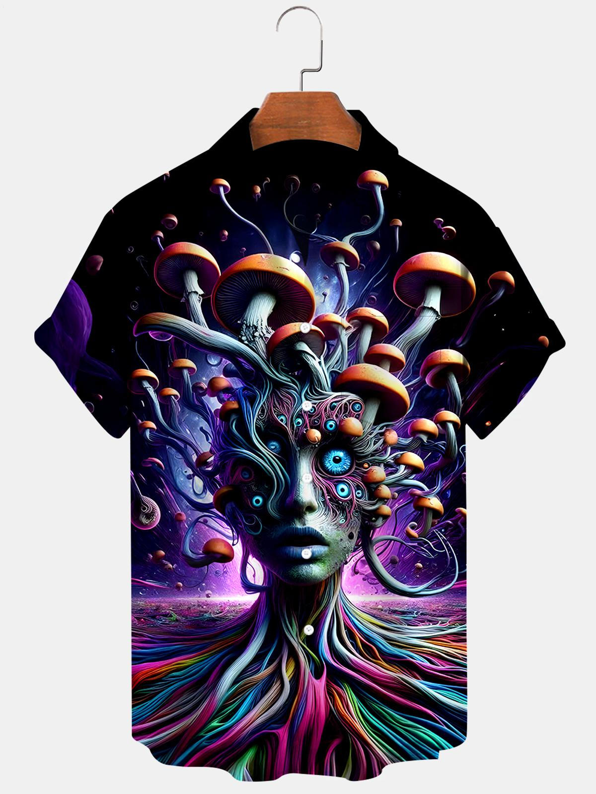 Mushroom Tree Men's Pocket Short Sleeve Shirts