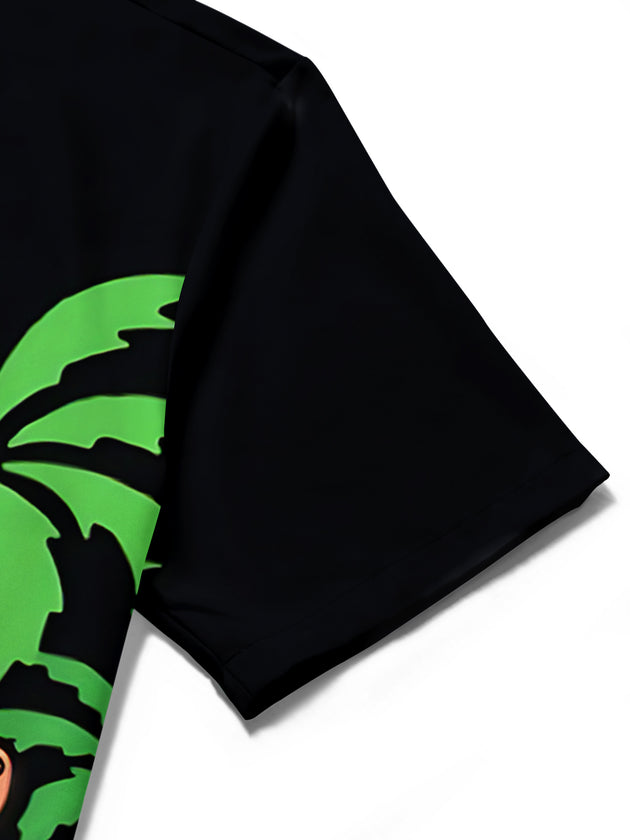 Hawaiian St. Patrick's Day Leprechaun Surfing Print Men's Pocket Short Sleeve Shirts