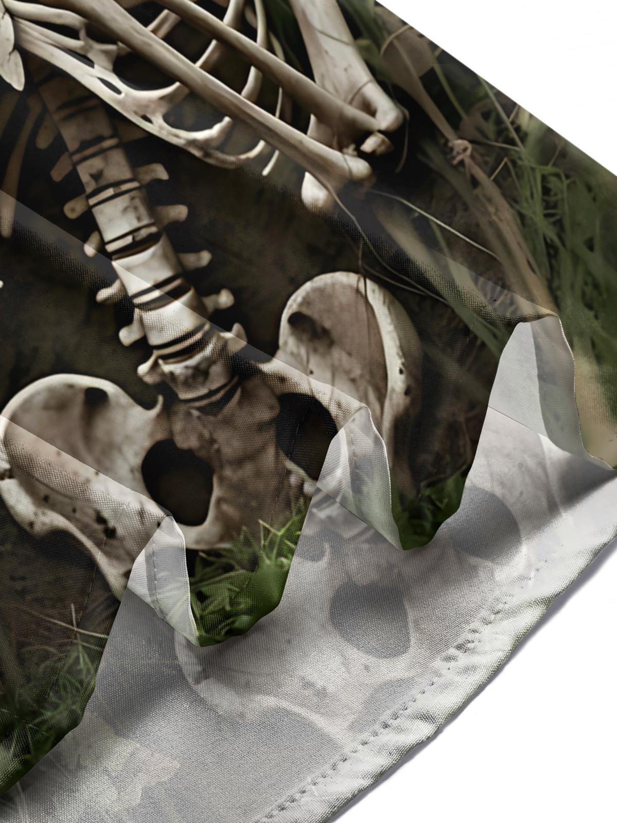 Skull Photographer Print Men's Pocket Long Sleeve Shirts