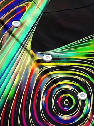 Men abstract print short sleeve shirt flat lay pattern detail