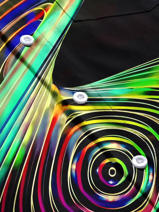 Men abstract print short sleeve shirt flat lay pattern detail