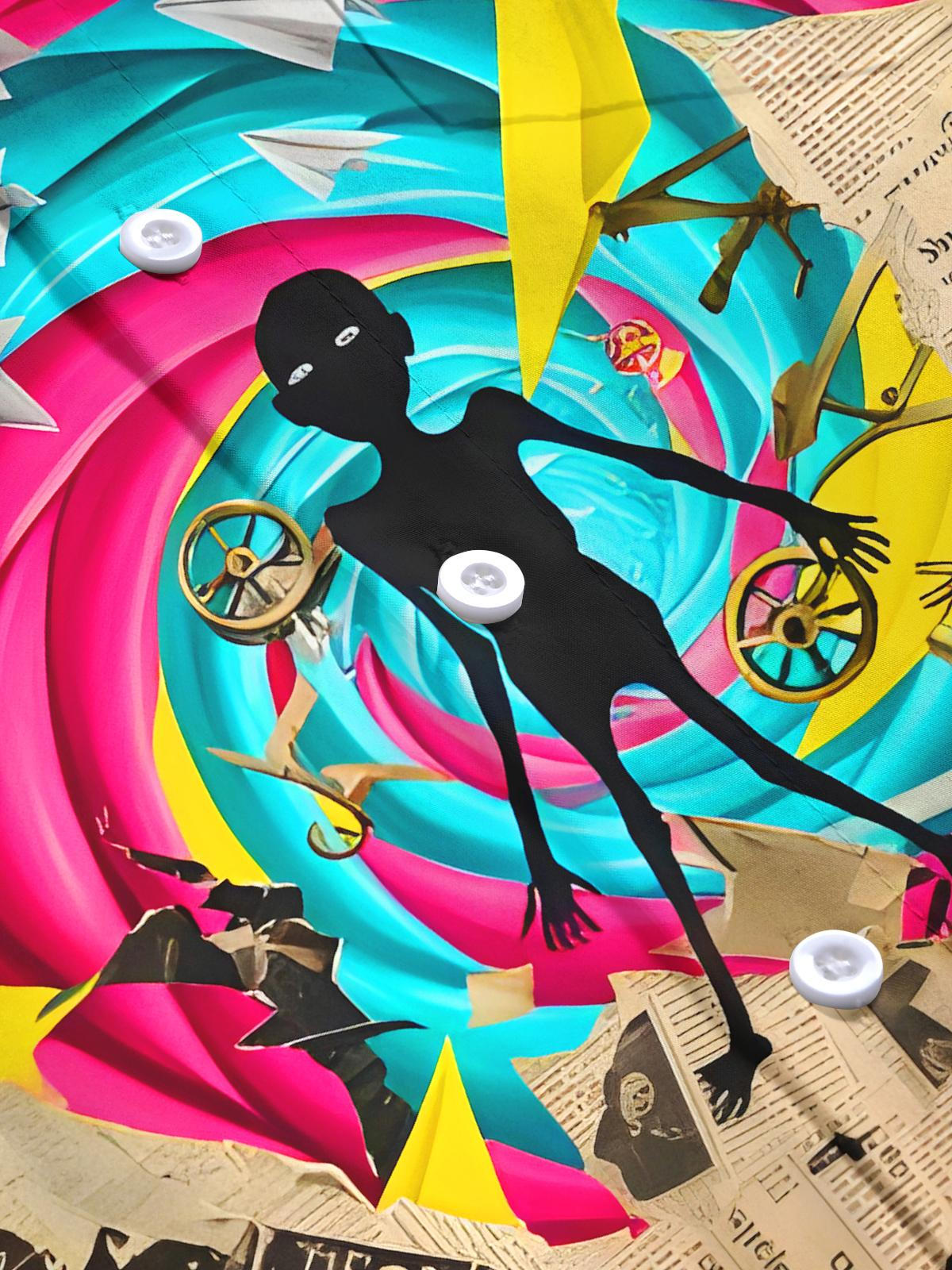 Fun Art Paper Airplane Swirl Men's Pocket Long Sleeve Shirts