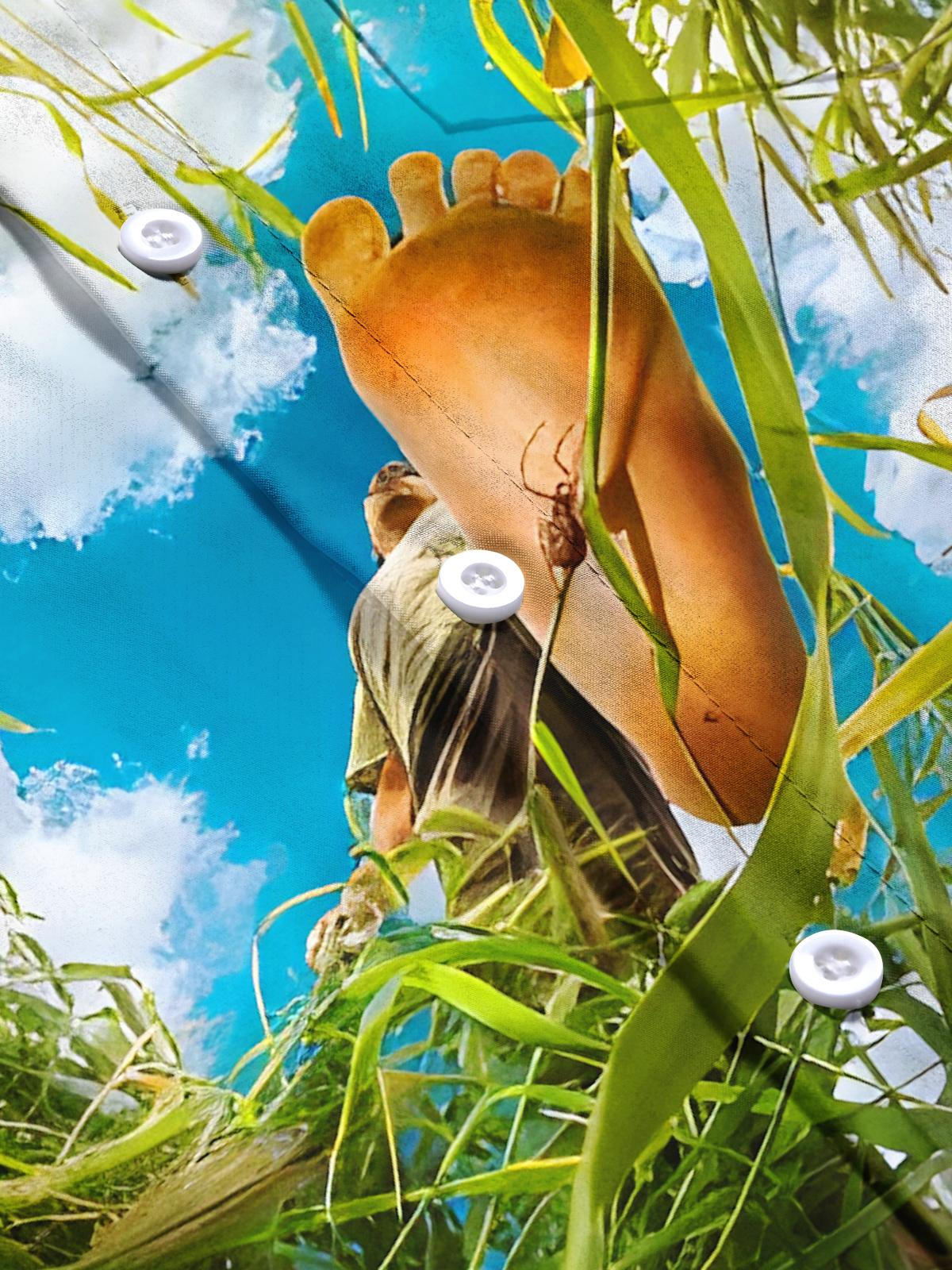 Fun Grass Feet Stepping Ants Men's Pocket Short Sleeve Shirts