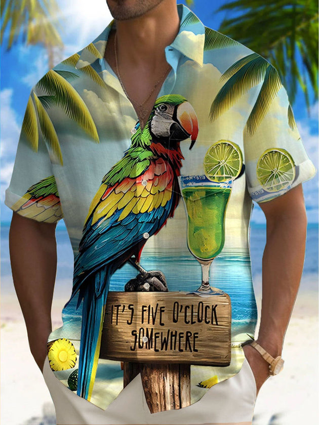 men's Hawaiian shirt front view tropical beach vacation