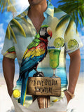 Hawaiian Parrot Print Men's Pocket Short Sleeve Shirts