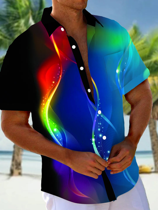 Men's abstract print short sleeve shirt front view