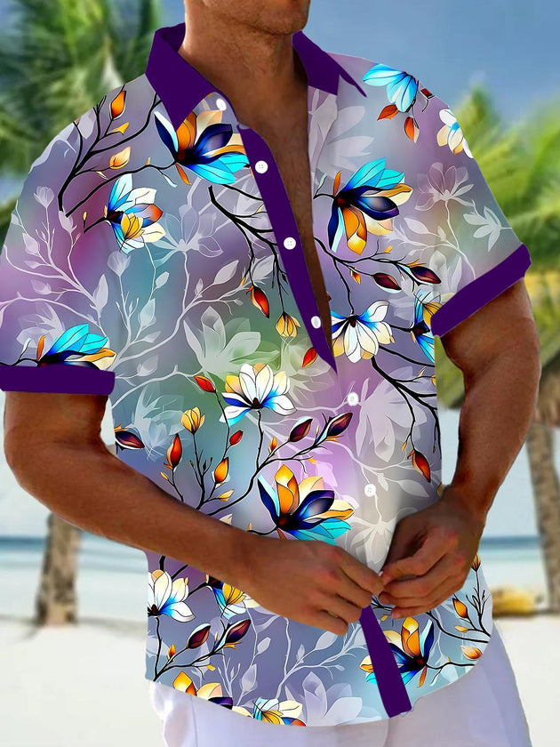 Floral Men's Pocket Short Sleeve Shirts