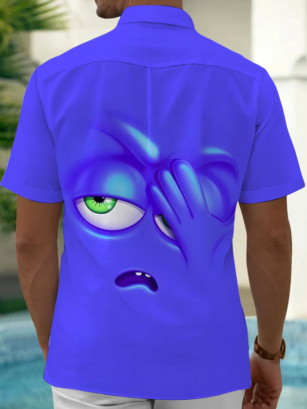 men's funny print short sleeve shirt back view