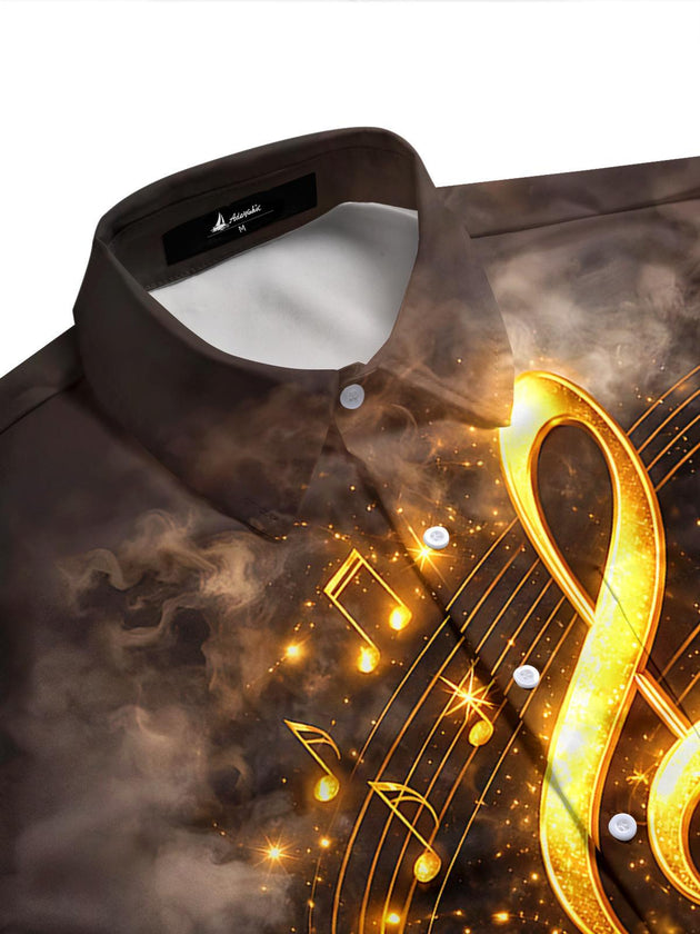 Piano Musical Note Men's Pocket Short Sleeve Shirts