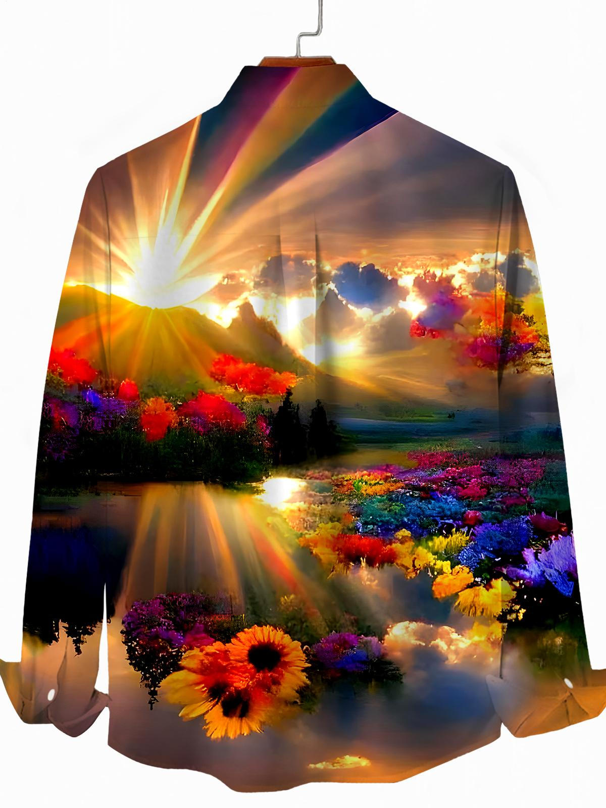 Floral Men's Pocket Long Sleeve Shirts