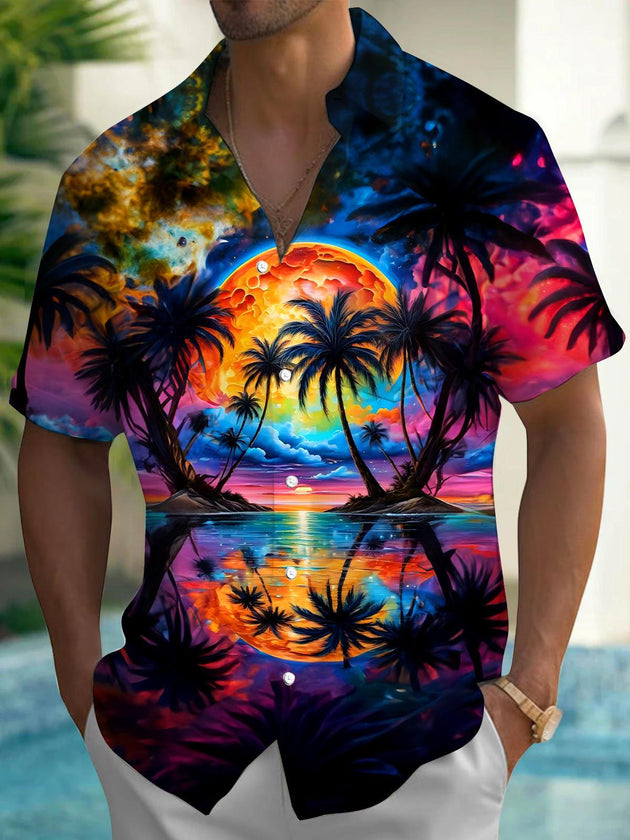 men's Hawaiian shirt front view beach vacation