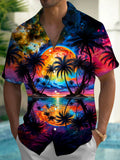 Coconut Tree Men's Pocket Short Sleeve Shirts