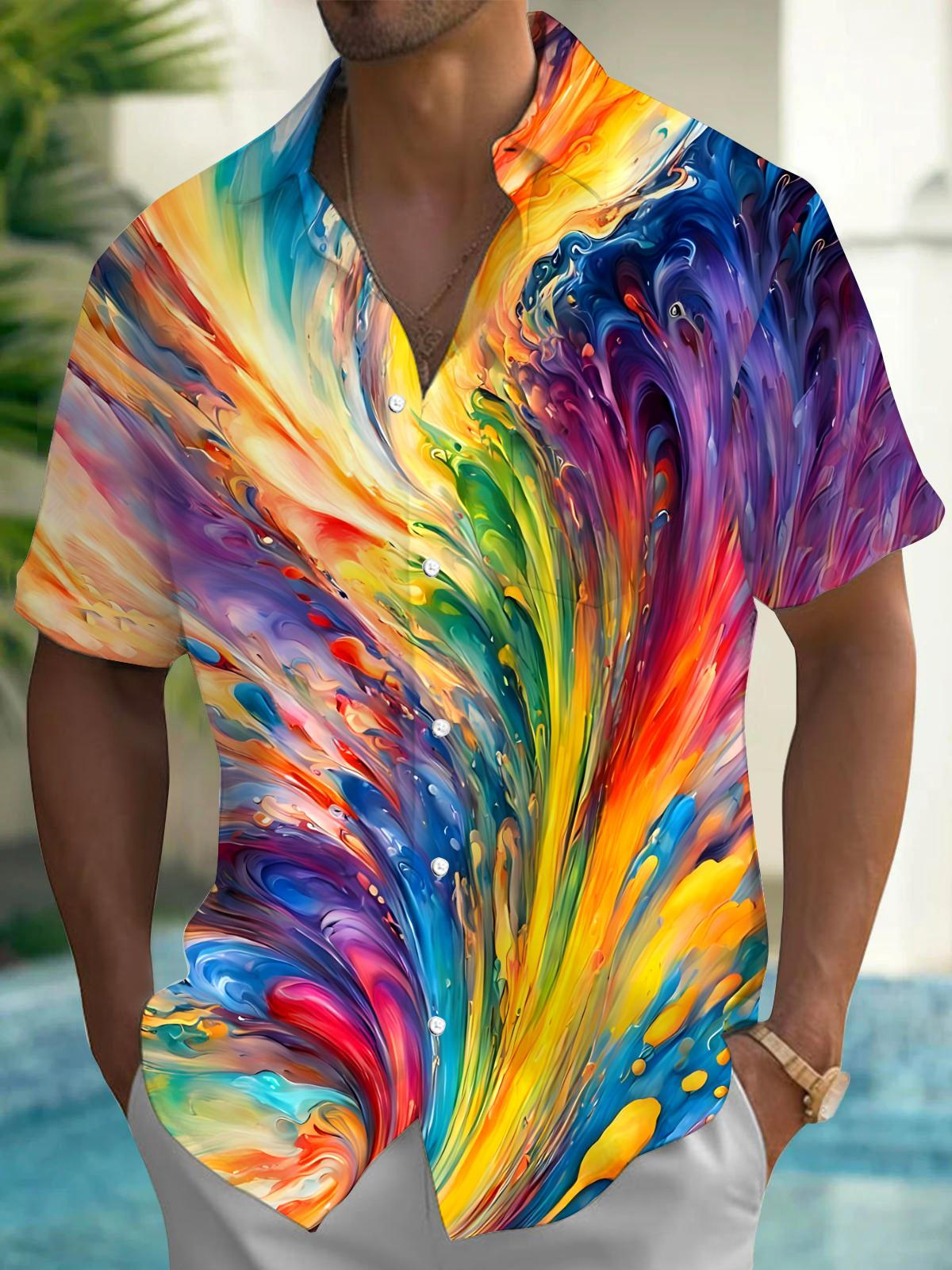 Abstract Men's Pocket Short Sleeve Shirts