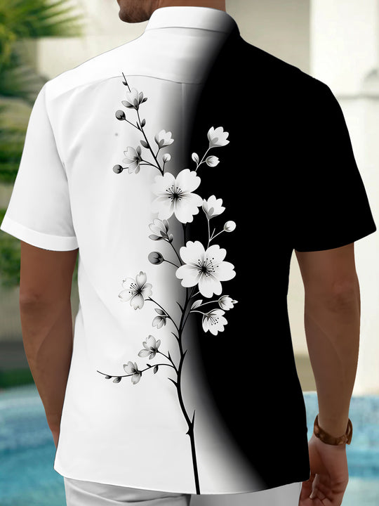 Men's Hawaiian floral short sleeve shirt side view