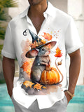 Halloween Mouse Maple Leaf Men's Pocket Short Sleeve Shirts