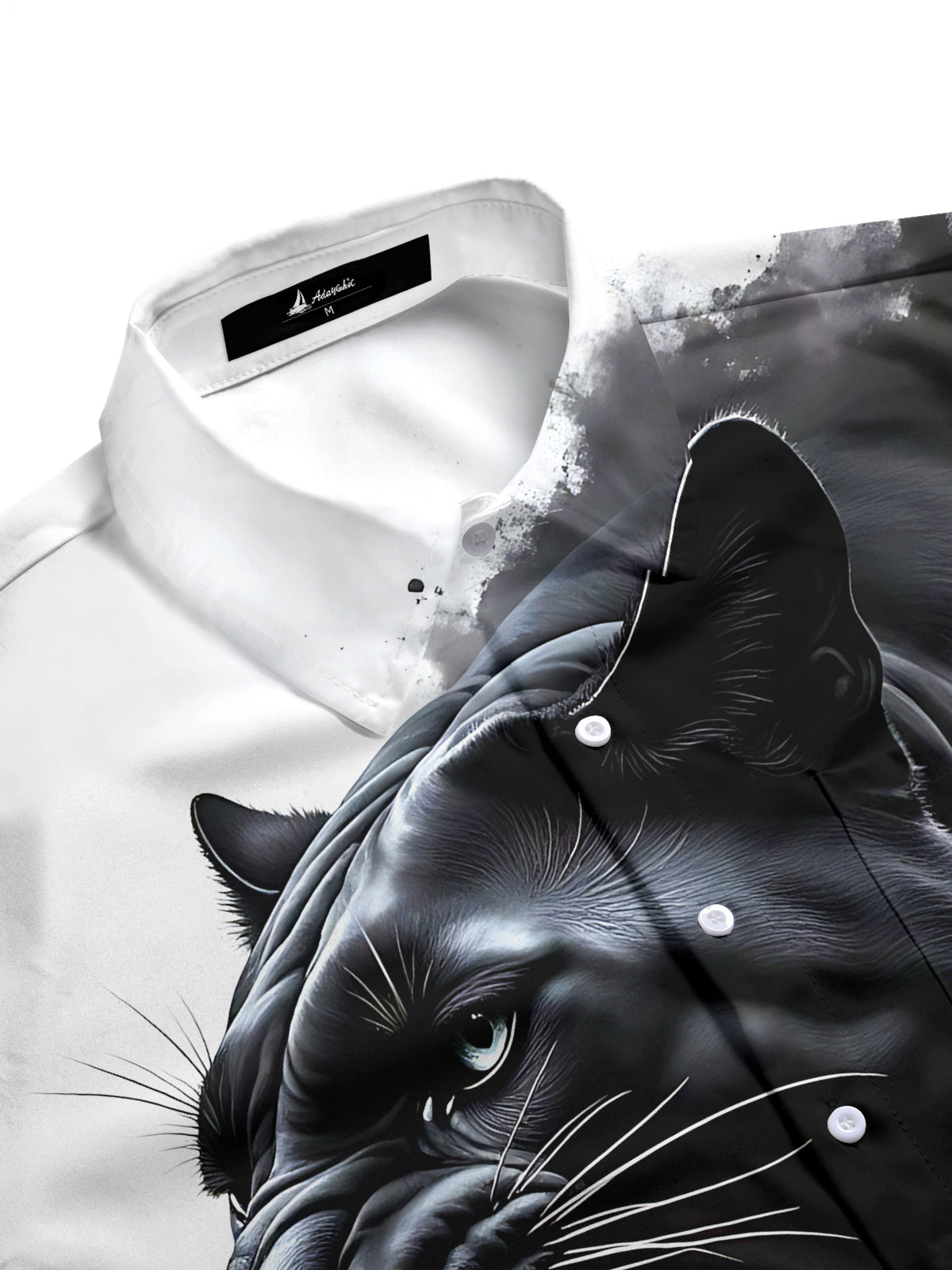 Panther Print Men's Pocket Short Sleeve Shirts