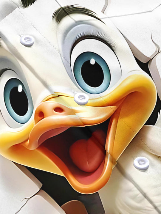 Men's funny duck print short sleeve shirt flat lay