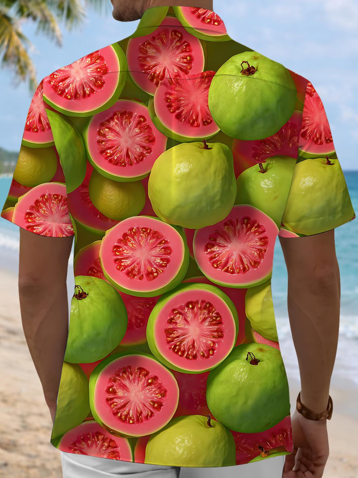 Guava Print Men's Pocket Short Sleeve Shirts