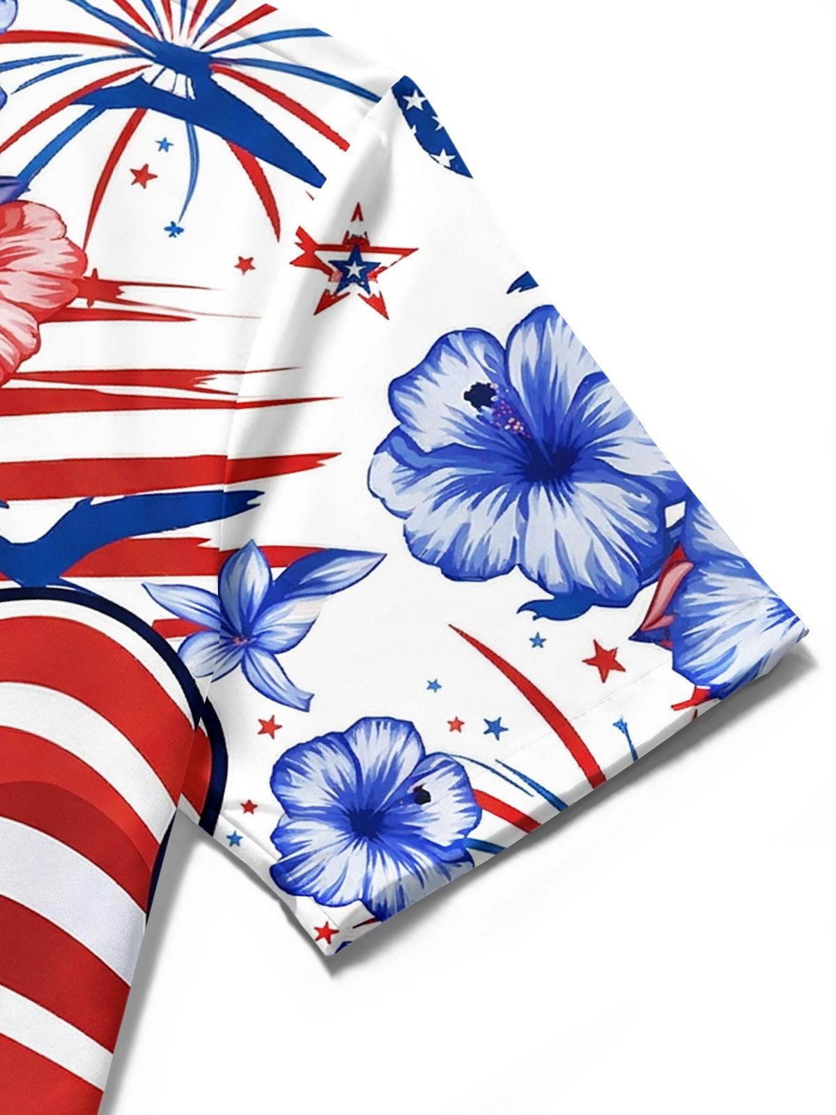 men's dinosaur print shirt close-up short sleeve