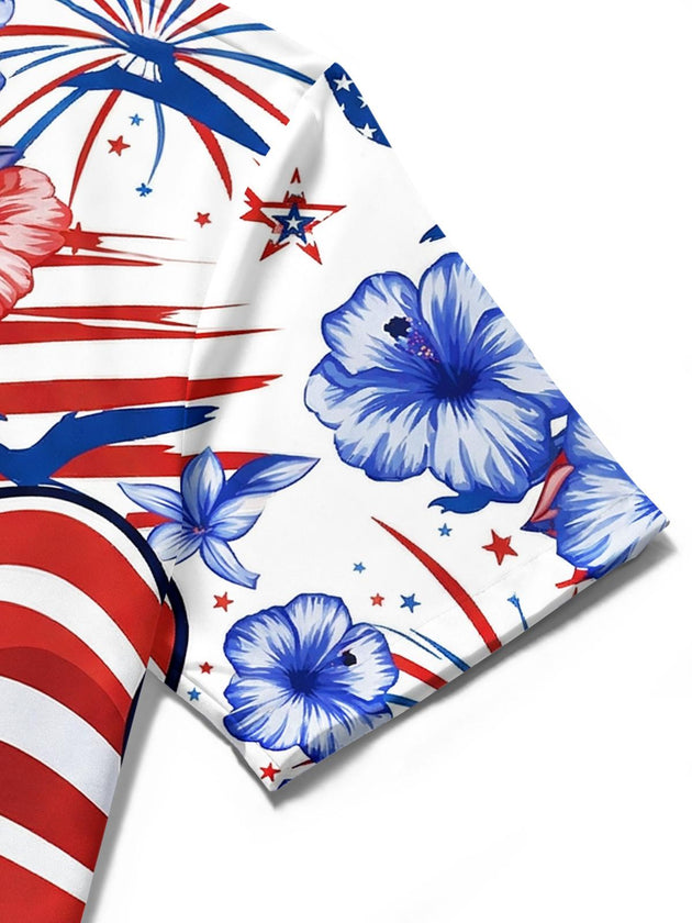 men's dinosaur print shirt close-up short sleeve