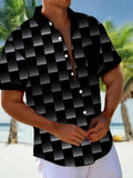 Geometric Gradient Print Men's Pocket Short Sleeve Shirts