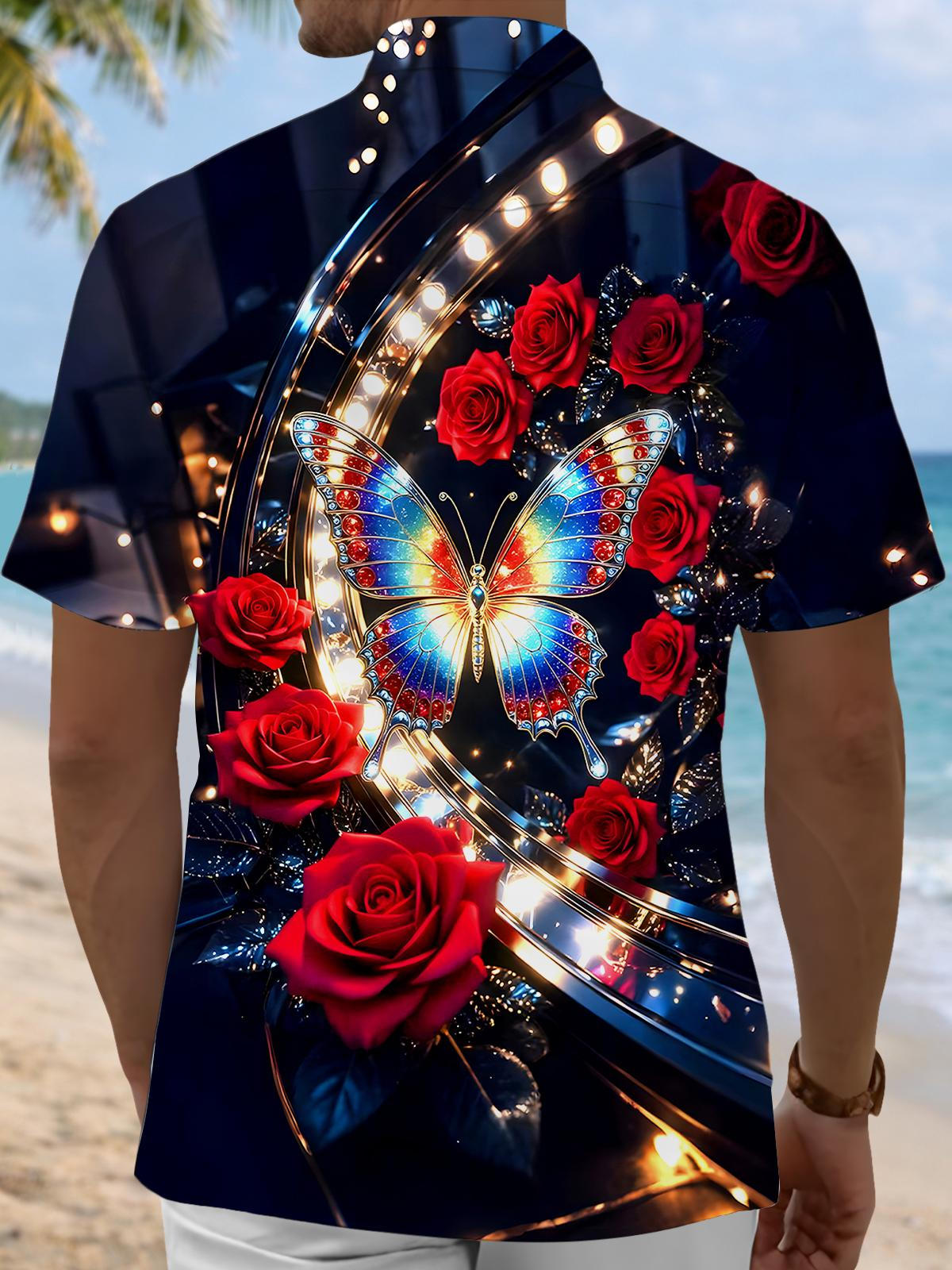 Butterfly Rose Men's Pocket Short Sleeve Shirts