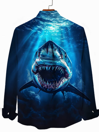 men's ocean print shirt back view