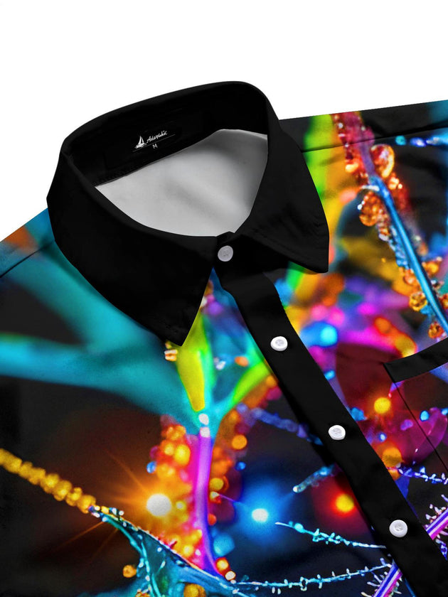 men's abstract colorful neural glowing veins long sleeve shirt side view