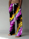 Abstract Gradient Print Men's Casual Elastic Waist Pants