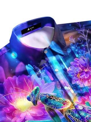 Men's tropical floral short sleeve shirt side view