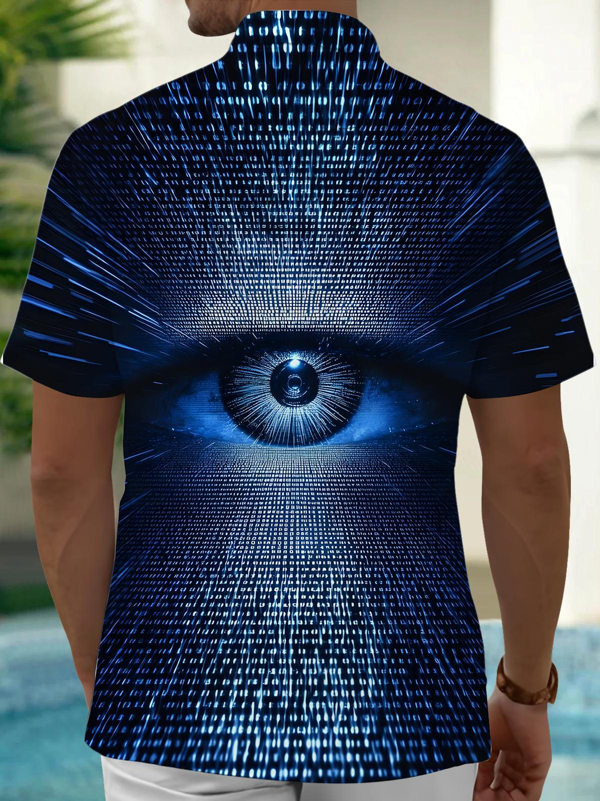 Eye Print Men's Pocket Short Sleeve Shirts