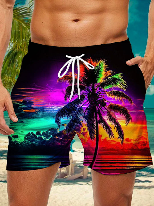 men's Hawaiian casual pants front view tropical beach vacation