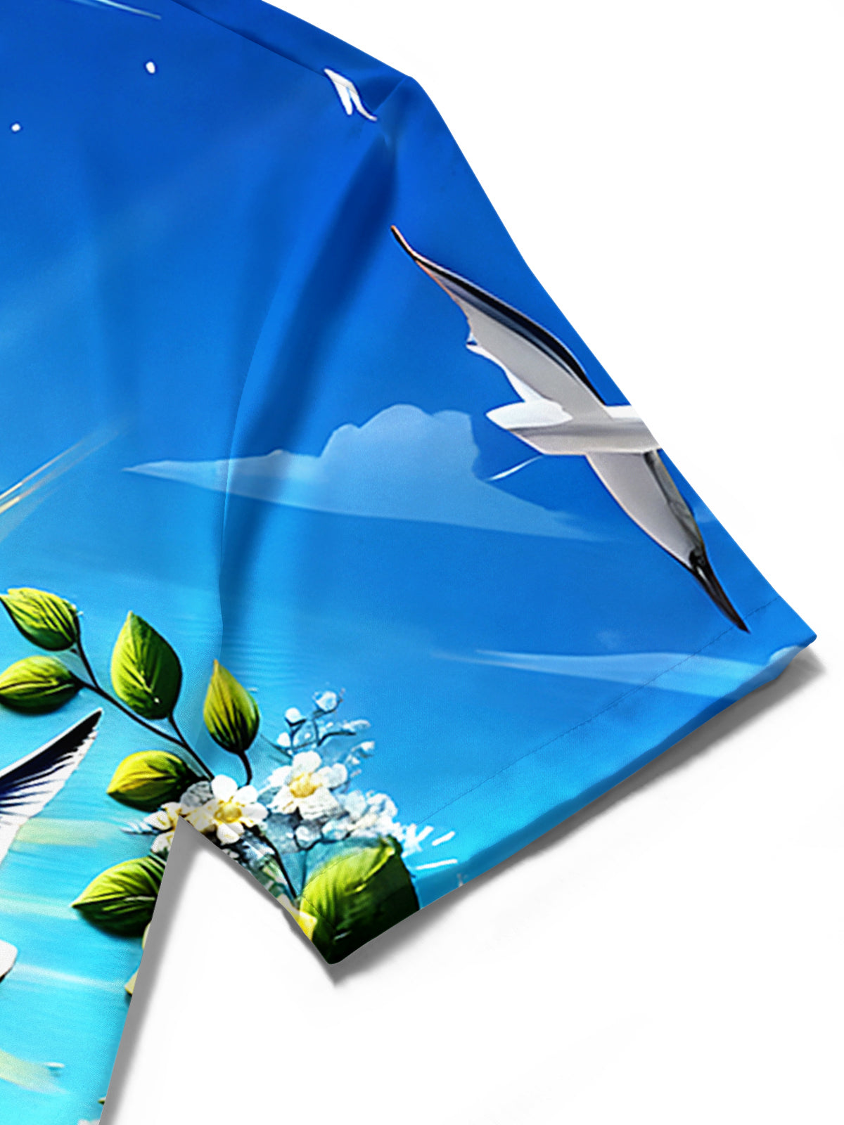 Hawaiian Lighthouse Floral Men's Pocket Short Sleeve Shirts