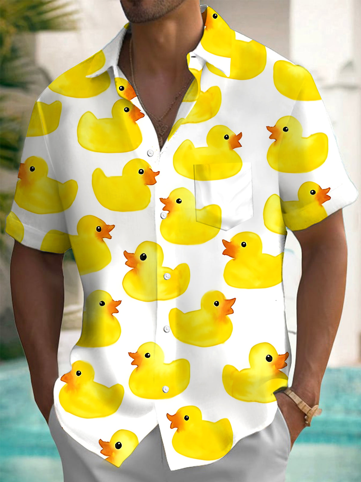 Yellow Duck Men's Pocket Short Sleeve Shirts