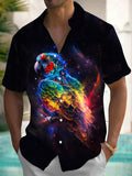 Parrot Print Men's Pocket Short Sleeve Shirts