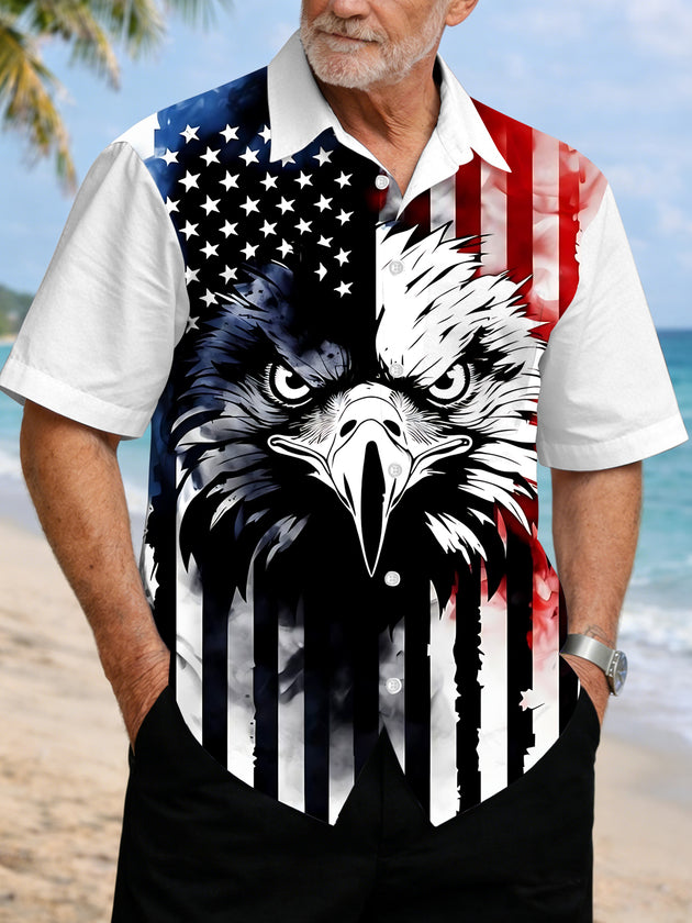 men's eagle print shirt front view Independence Day