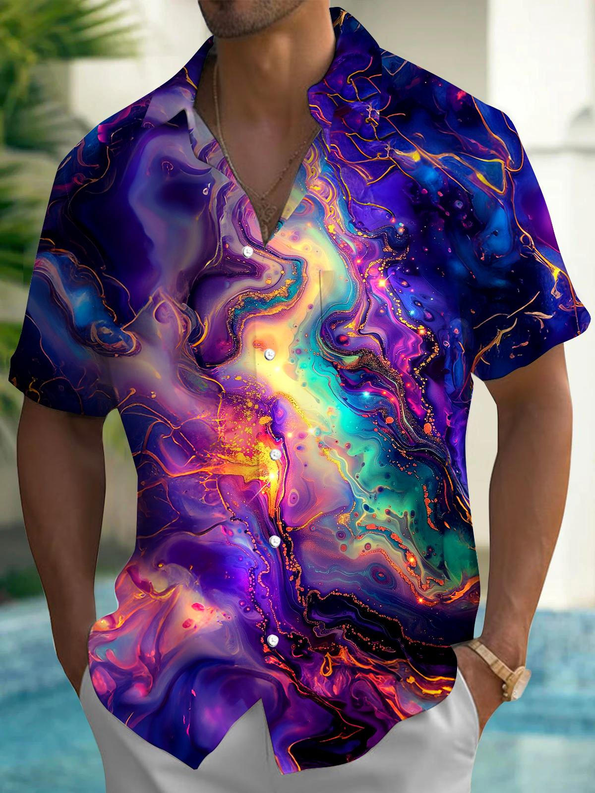 Abstract Men's Pocket Short Sleeve Shirts