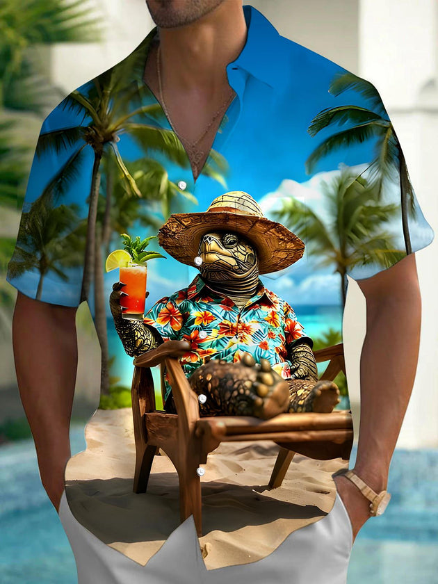 men's Hawaiian shirt front view tropical beach vacation
