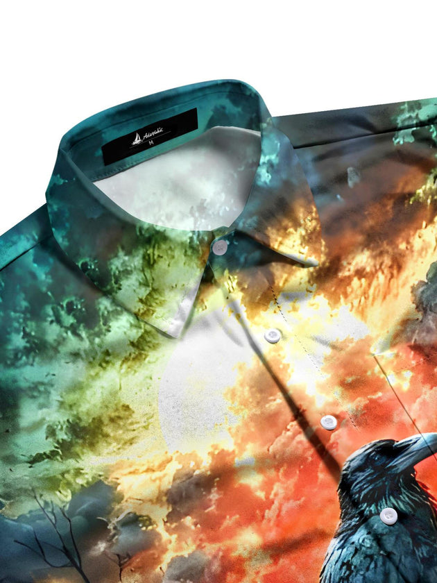 men's gothic print shirt side view