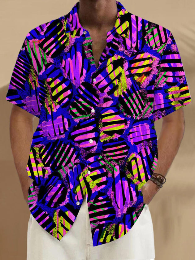 Men's geometric print short sleeve shirt front view