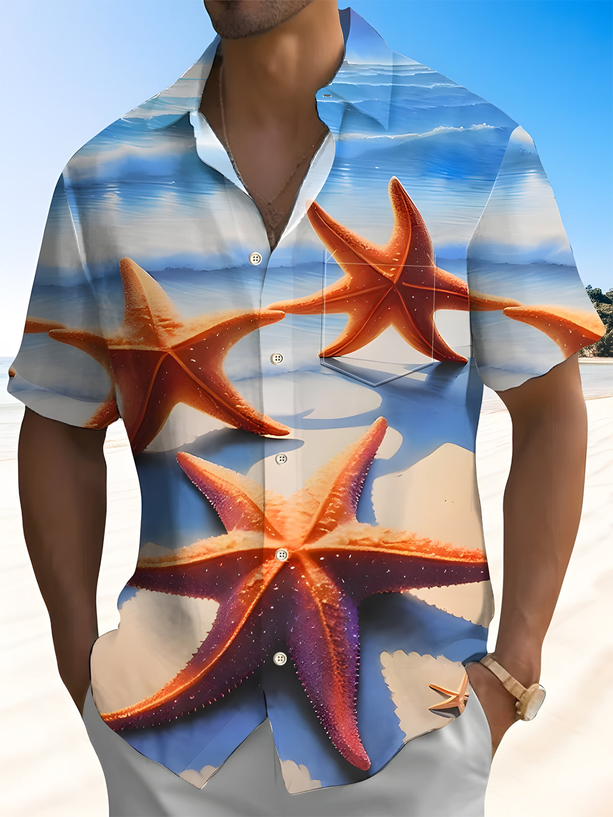 Starfish Men's Pocket Short Sleeve Shirts