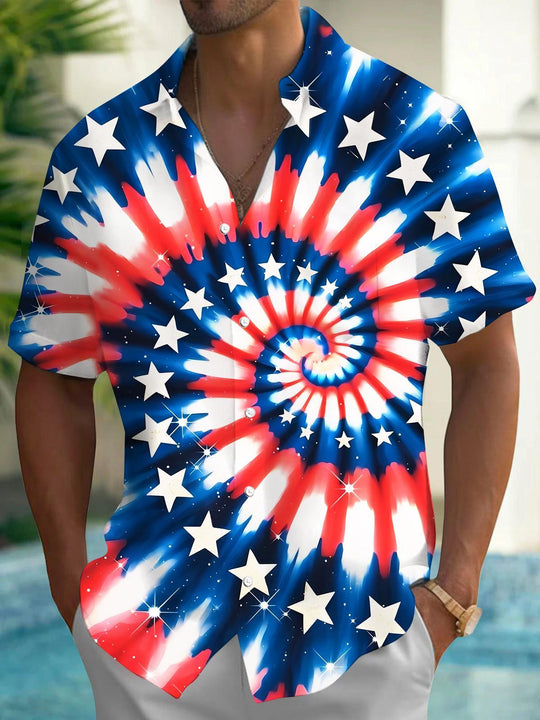 Tie Dye Men's Pocket Short Sleeve Shirts