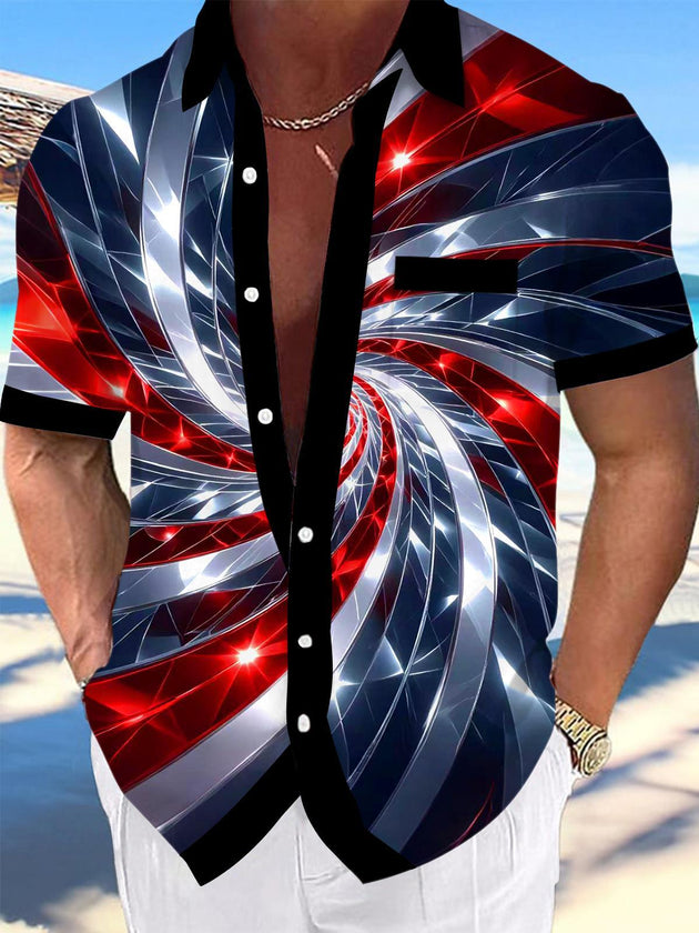 Abstract Men's Pocket Short Sleeve Shirts
