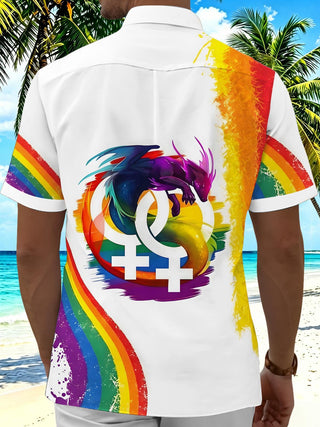 men's colorful mythical print shirt back view