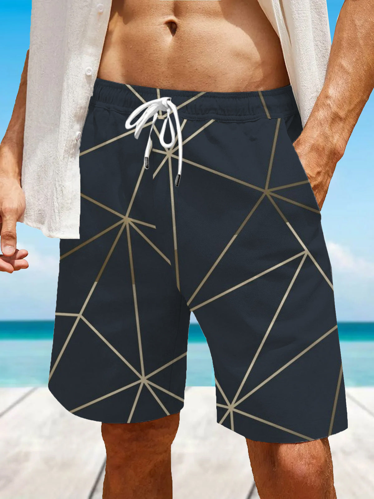 Art Hawaiian Casual Retro Men's Shorts With Pocket