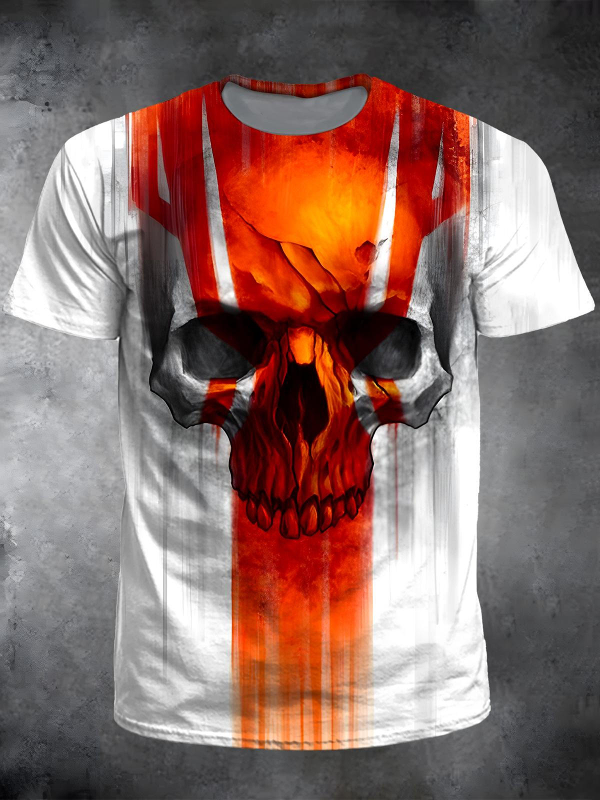 Skull Round Neck Short Sleeve Men's T-shirt