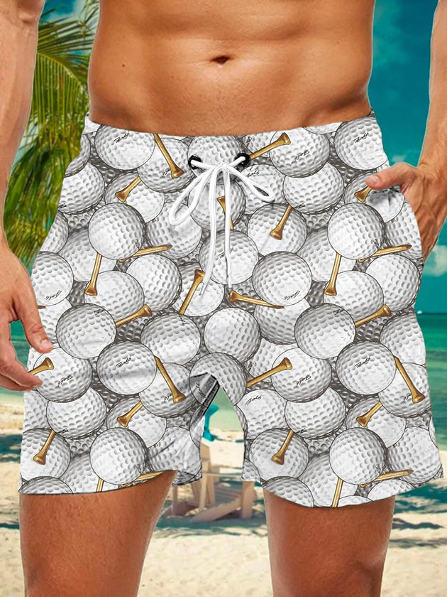 Men's Golf Print Casual Shorts Front View