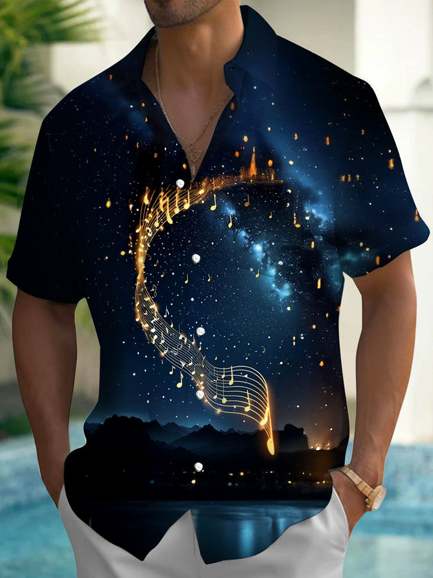 men's music print shirt front view