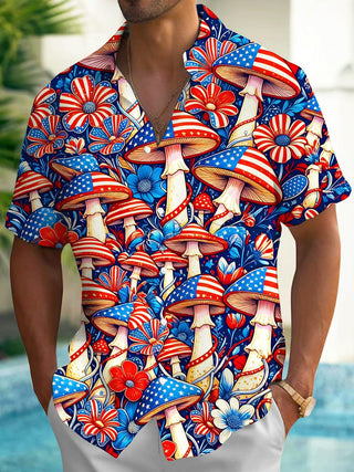 men's floral shirt front view Independence Day
