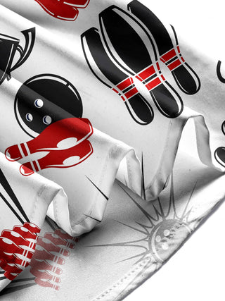 Men's bowling print short sleeve shirt lifestyle view
